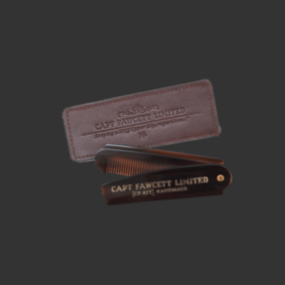 Folding Pocket Beard Comb (CF.82T) with Leather Case